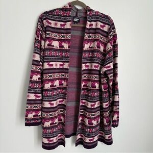 Lands End Pink and Purple Patterned Cardigan  2X